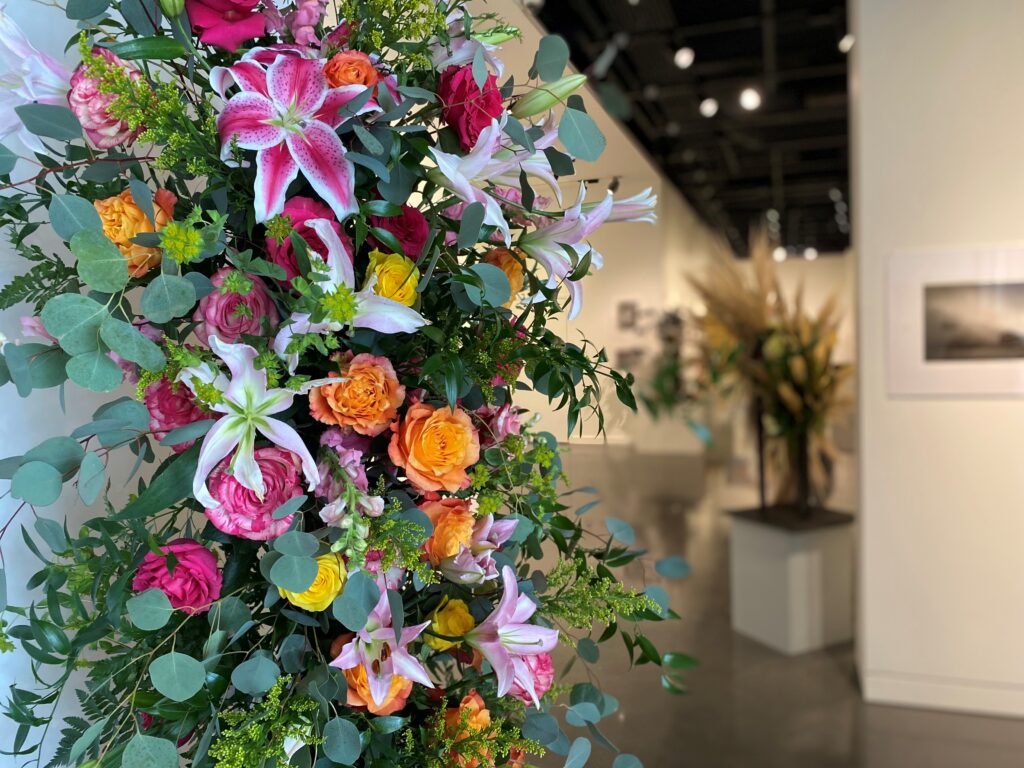 Waterfall of flowers in the entryway of the Main Gallery