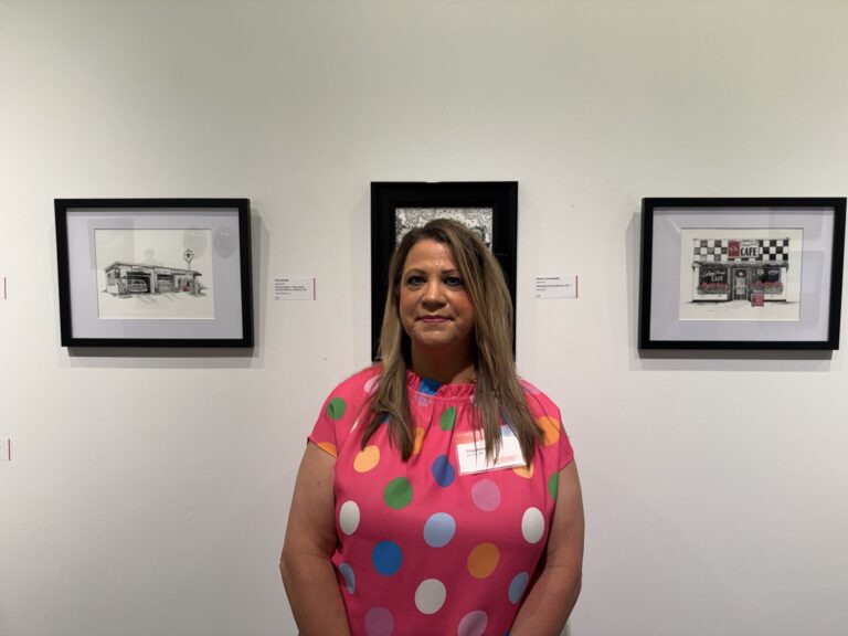 Tina Arnall with her ink & pen pieces