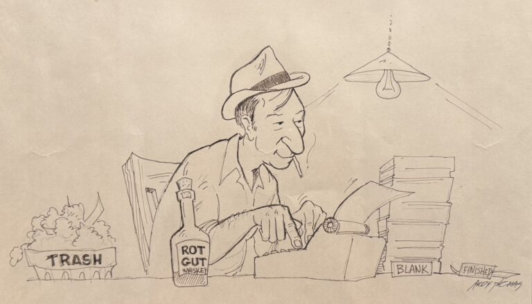 My Dad Writing a Book | 1984 | pen & ink | NFS