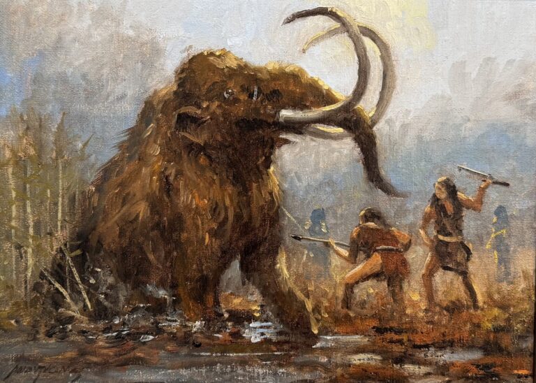 Archaic Man and the Mammoth | 2020 | oil | $2,100